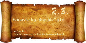 Rasovszky Benjámin névjegykártya